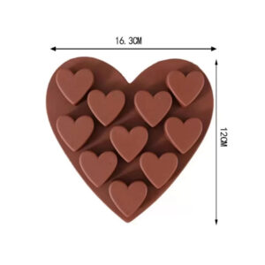MOLDE SILICONA CORAZONES X 10