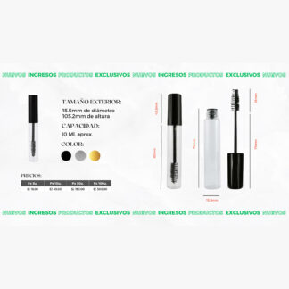 TUBO PLÁSTICO RIMEL PLATEADO - 10ML APROX.