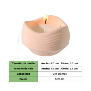 VASO VELA ONDULADO - MOLDE CEMENTO RESINA