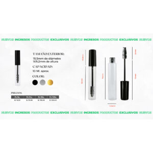 TUBO PLÁSTICO RIMEL DORADO - 10ML APROX.