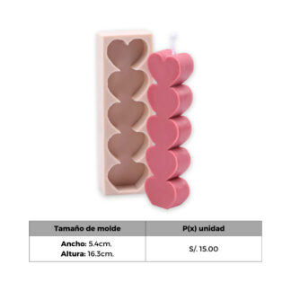 VELA FILA 5 CORAZONES